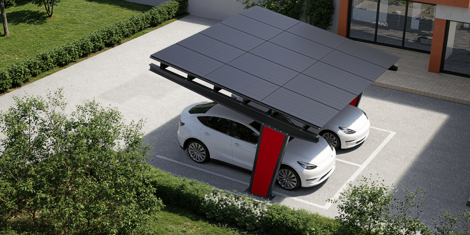 Carport modern cu panouri solare